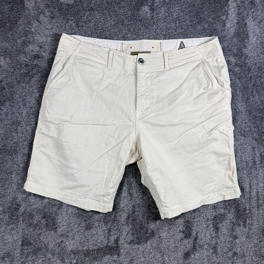 Paperbacks OPB Mens Chino Shorts Off White Cream Cotton Stretch Size 34